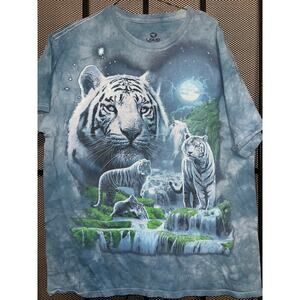 Liquid Blue White Tiger shirt large tie dye blue